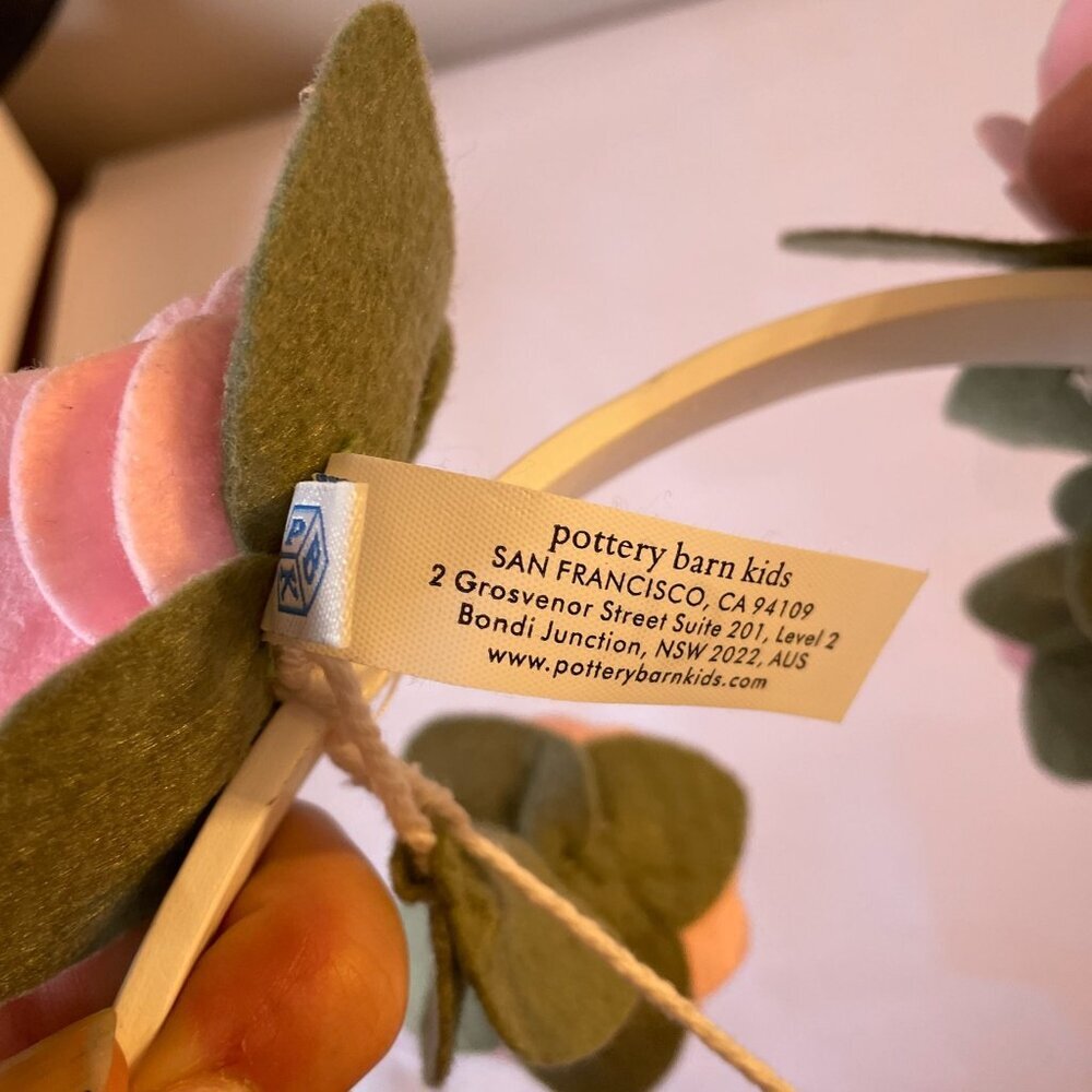 Pottery Barn Kids Felted Pink Roses Musical Baby Crib Mobile - Picture 9 of 11